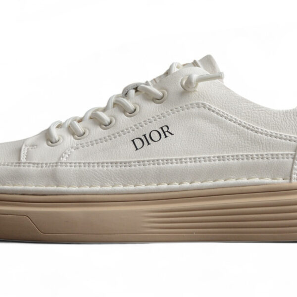 Dior Low-Top Leather Sneaker – Off-White with Beige Sole