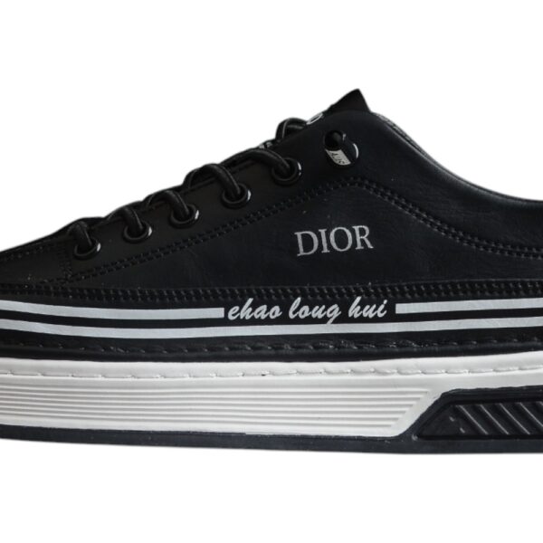 Dior Low-Top Platform Sneaker – Black Leather with White Sole