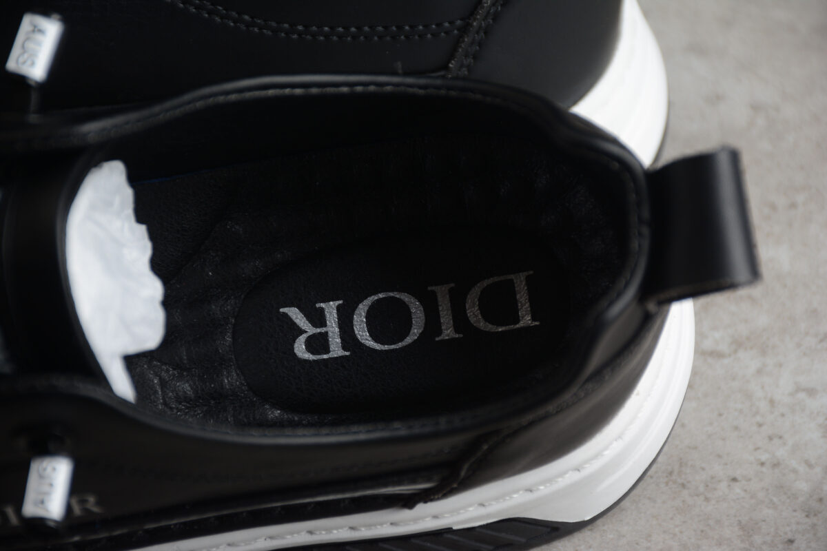Dior Low-Top Platform Sneaker – Black Leather with White Sole