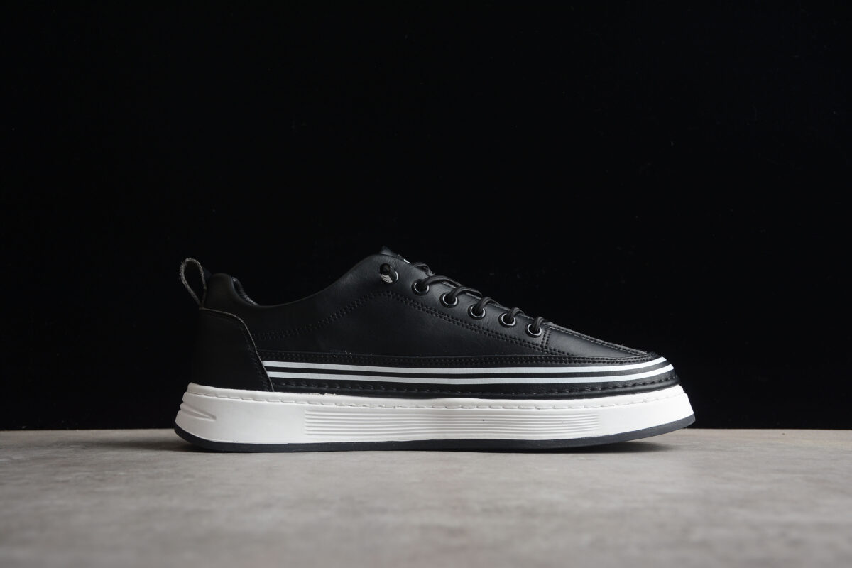 Dior Low-Top Platform Sneaker – Black Leather with White Sole