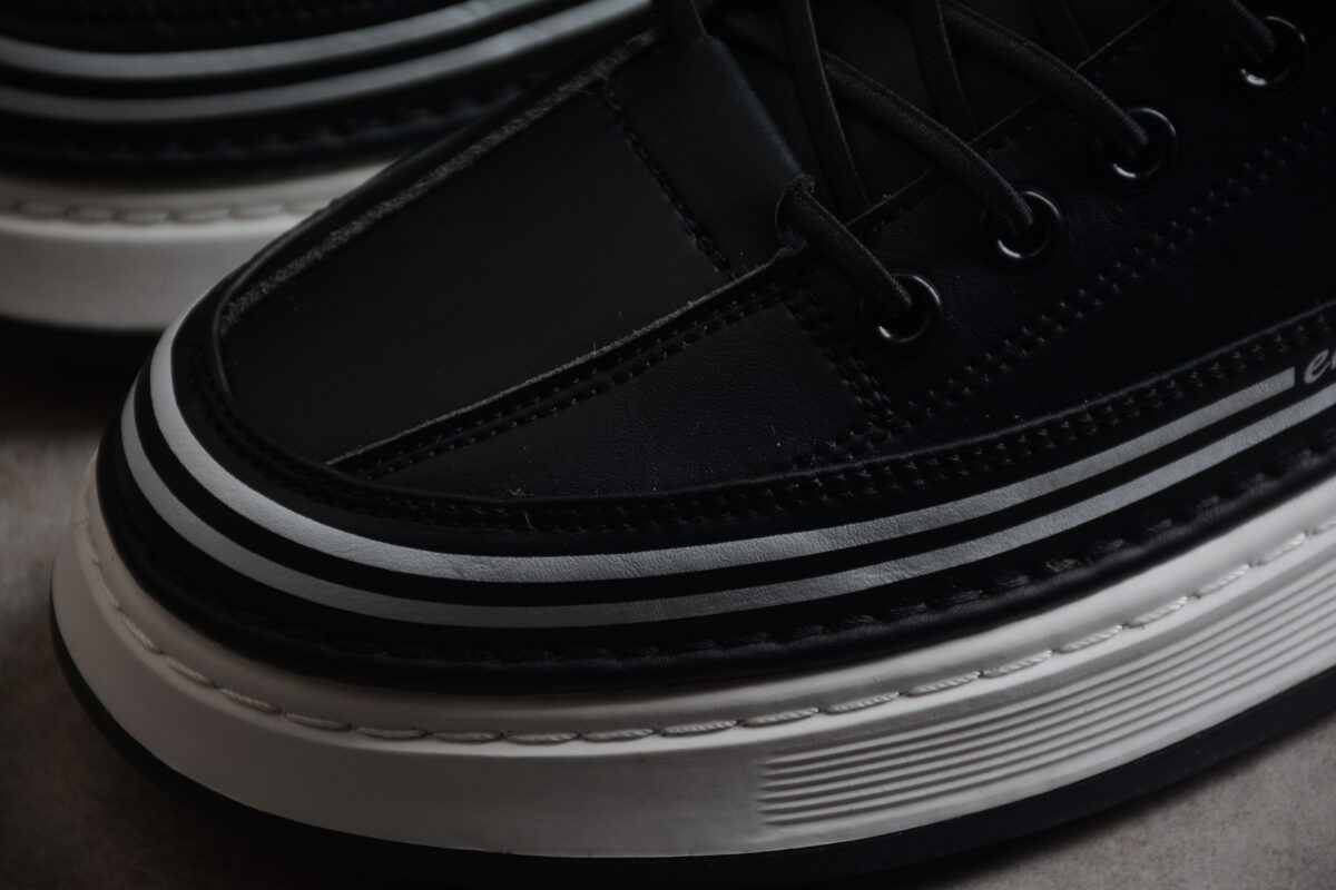 Dior Low-Top Platform Sneaker – Black Leather with White Sole