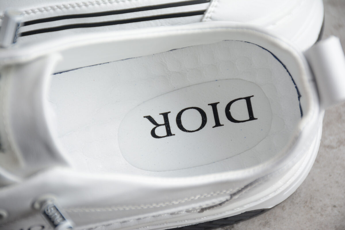 Dior Low-Top Platform Sneaker – White Leather with Black Accents