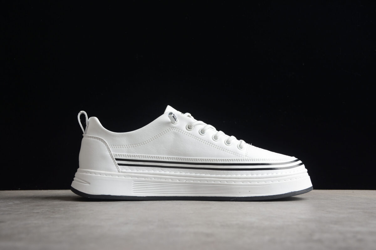 Dior Low-Top Platform Sneaker – White Leather with Black Accents