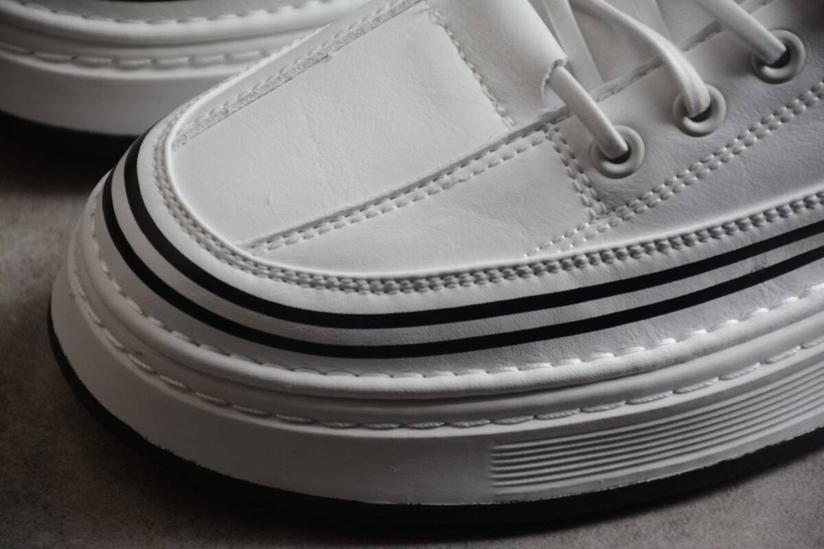 Dior Low-Top Platform Sneaker – White Leather with Black Accents