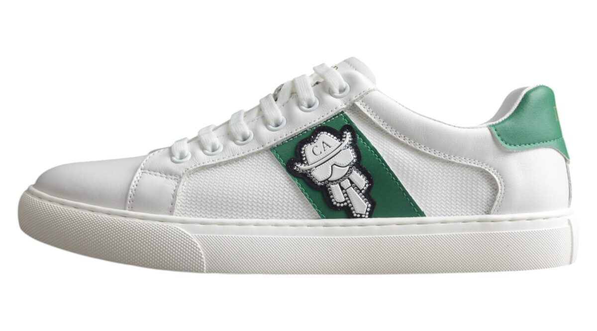 Dior Low-Top Sneaker with Green Panel & Embroidered Logo