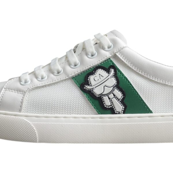 Dior Low-Top Sneaker with Green Panel & Embroidered Logo