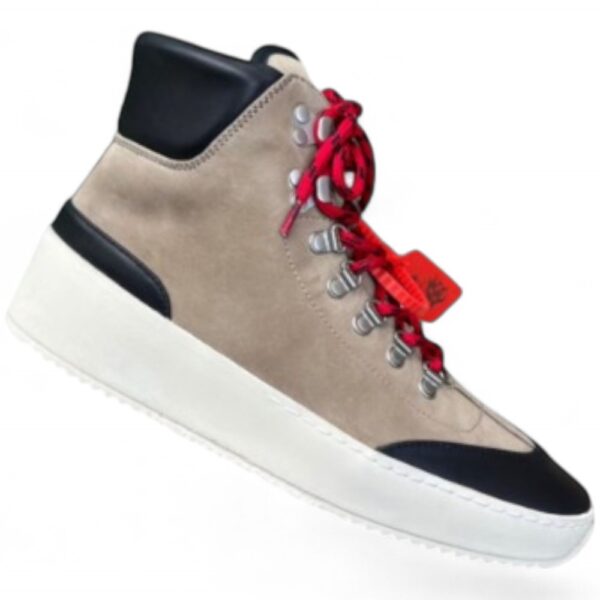 Fear of God Inspired Hiking Sneaker – Beige/Black with Red Laces