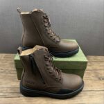 Gucci Leather Combat Boot – Brown with Side Zip