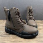 Gucci Leather Combat Boot – Brown with Side Zip