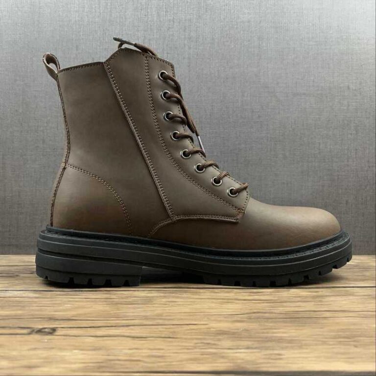 Gucci Leather Combat Boot – Brown with Side Zip