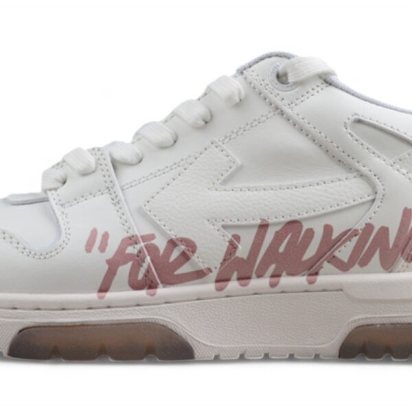 Off White Replica Out of Office "For Walking" White Pink Script Sneakers