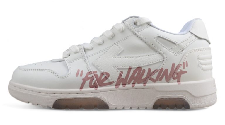 Off White Replica Out of Office "For Walking" White Pink Script Sneakers