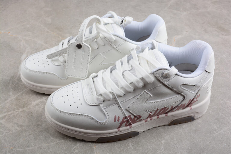 Off White Replica Out of Office "For Walking" White Pink Script Sneakers
