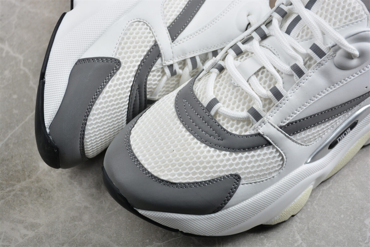 Dior Airmesh Sneaker – White Mesh with Grey Leather Overlays
