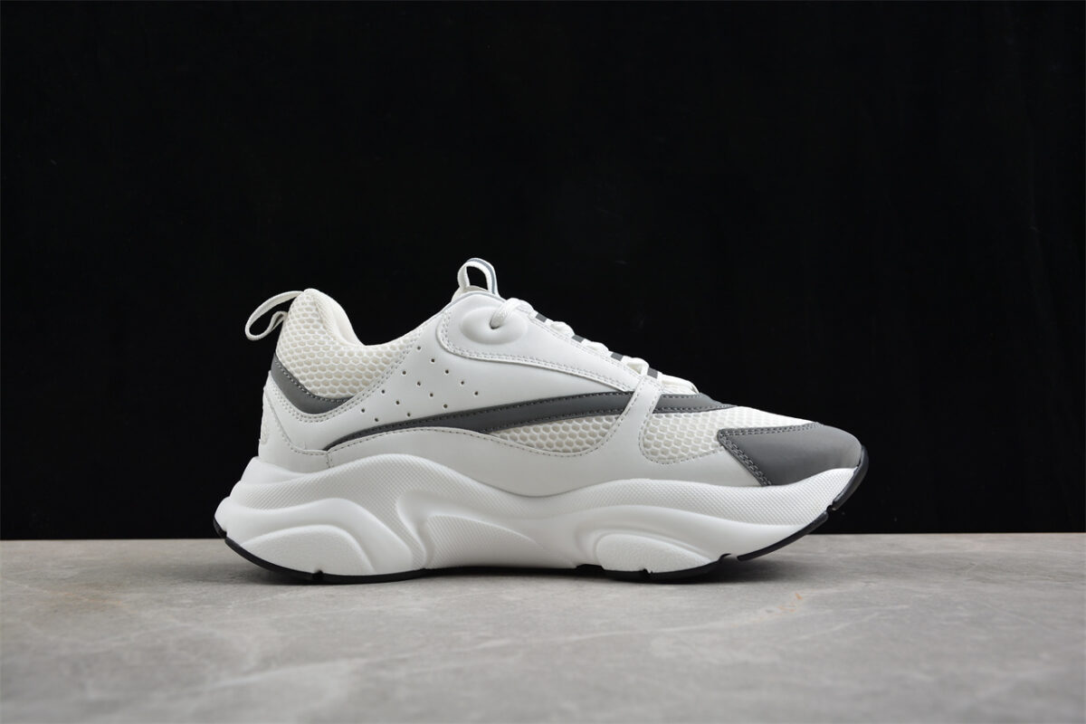 Dior Airmesh Sneaker – White Mesh with Grey Leather Overlays