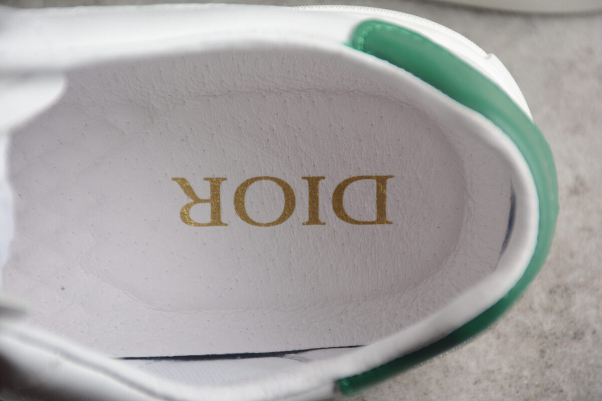 Dior Low-Top Sneaker with Green Panel & Embroidered Logo