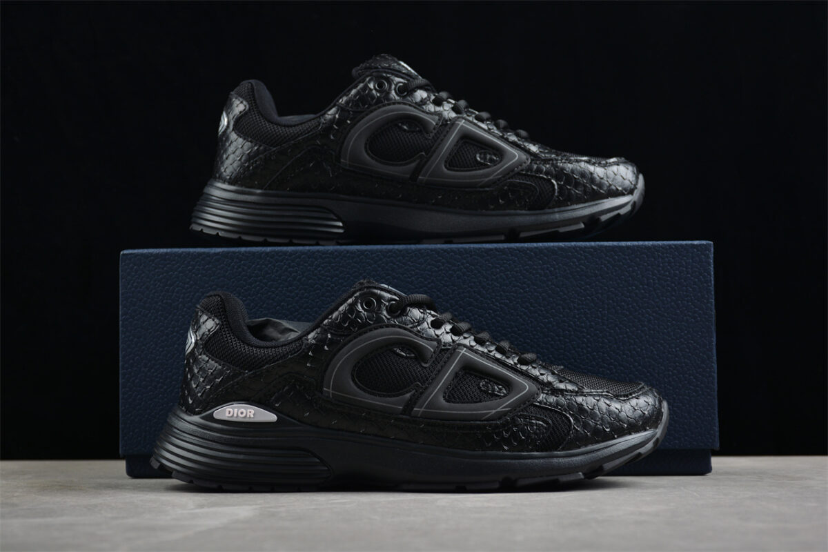 Dior B23 Oblique Low-Top Sneaker – Black with Gum Sole (Copy) (Copy)