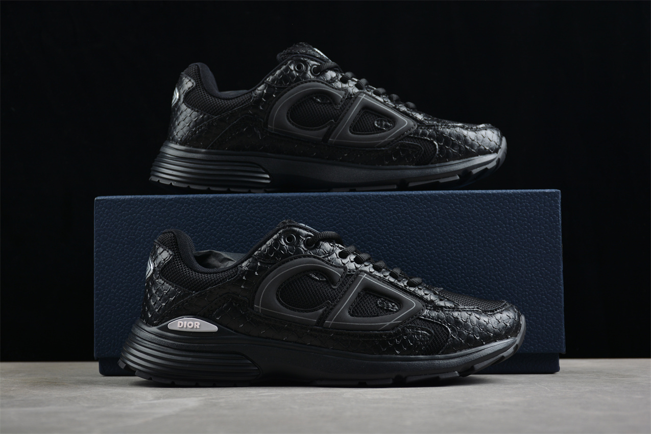 Dior B23 Oblique Low-Top Sneaker – Black with Gum Sole (Copy) (Copy)