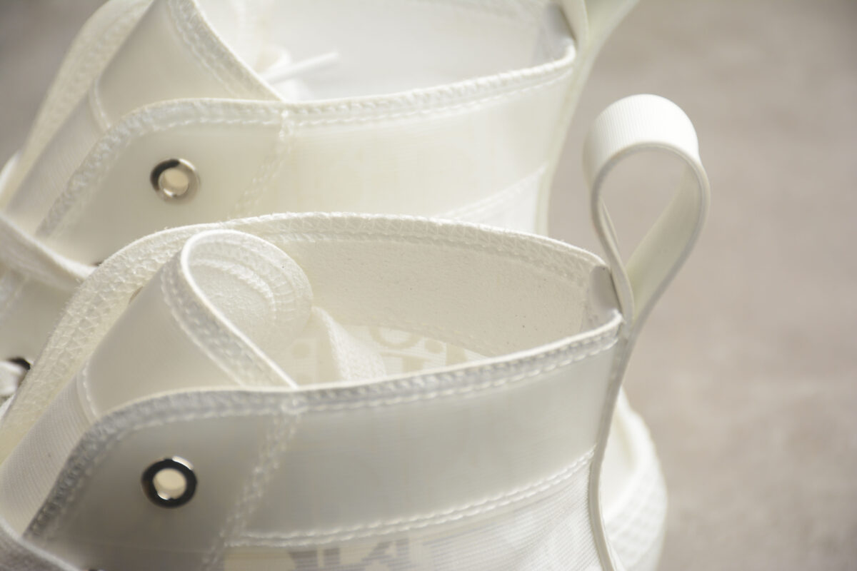 Dior B23 Oblique High-Top Sneaker – White/Transparent