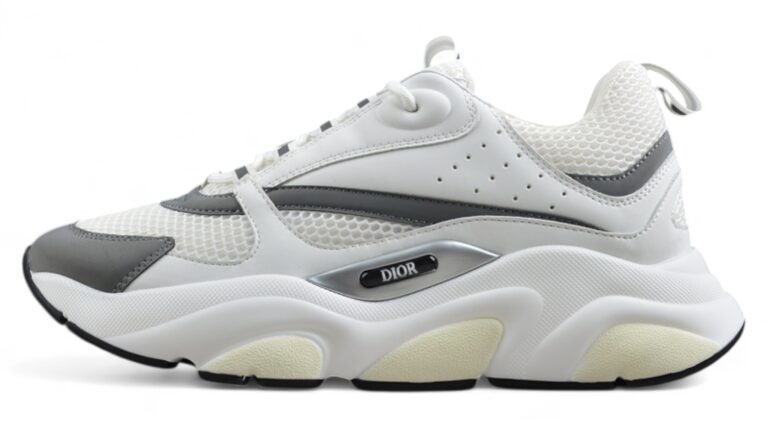 Dior Airmesh Sneaker – White Mesh with Grey Leather Overlays
