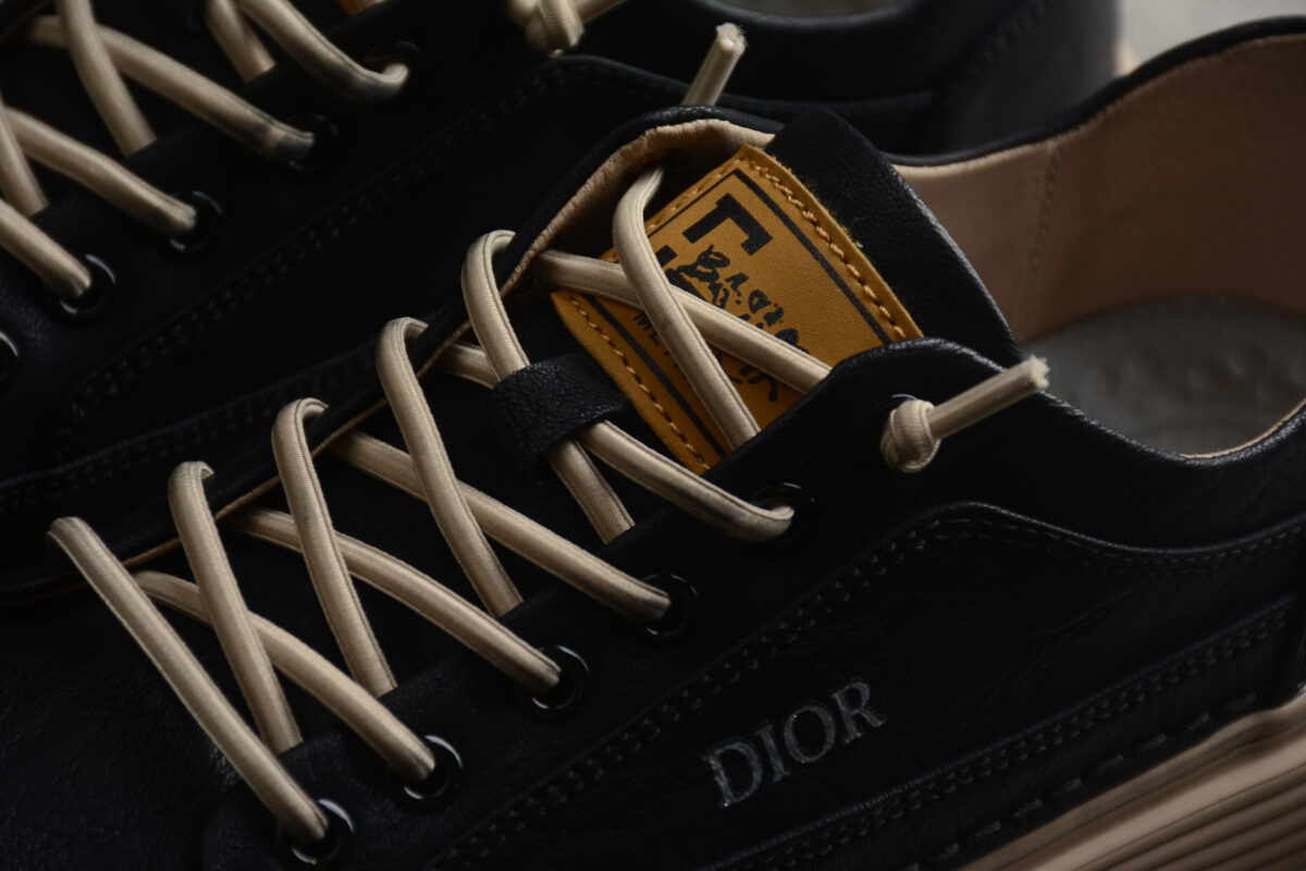 Dior Leather Low-Top Sneaker – Black/Beige