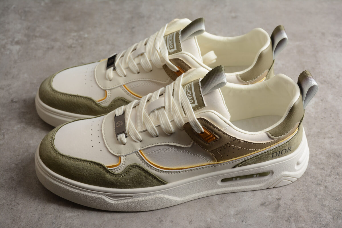 Dior B28 Low-Top Sneaker – White, Olive & Beige