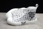 Dior B23 High-Top Sneaker – White Oblique with Skull Patch
