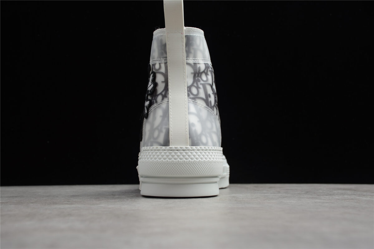 Dior B23 High-Top Sneaker – White Oblique with Skull Patch